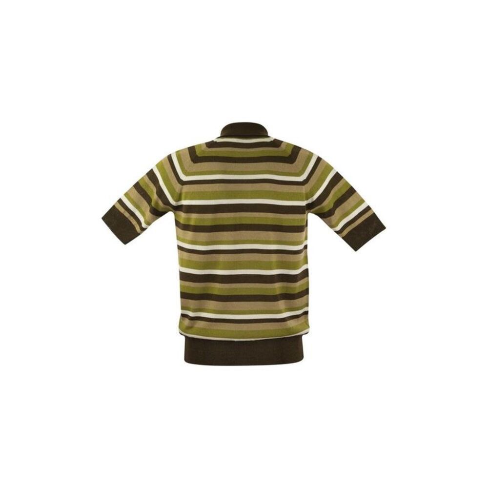 PT01 Men's Striped Short Sleeve Polo Sweater Men BROWN/GREEN Sweaters &
